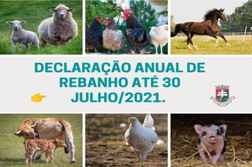 Declaração anual de rebanhos até dia 30/07/2021.