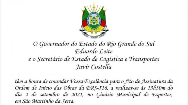Convite Oficial direcionado ao Prefeito Municipal.