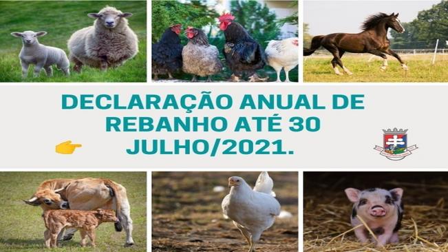 Declaração anual de rebanhos até dia 30/07/2021.