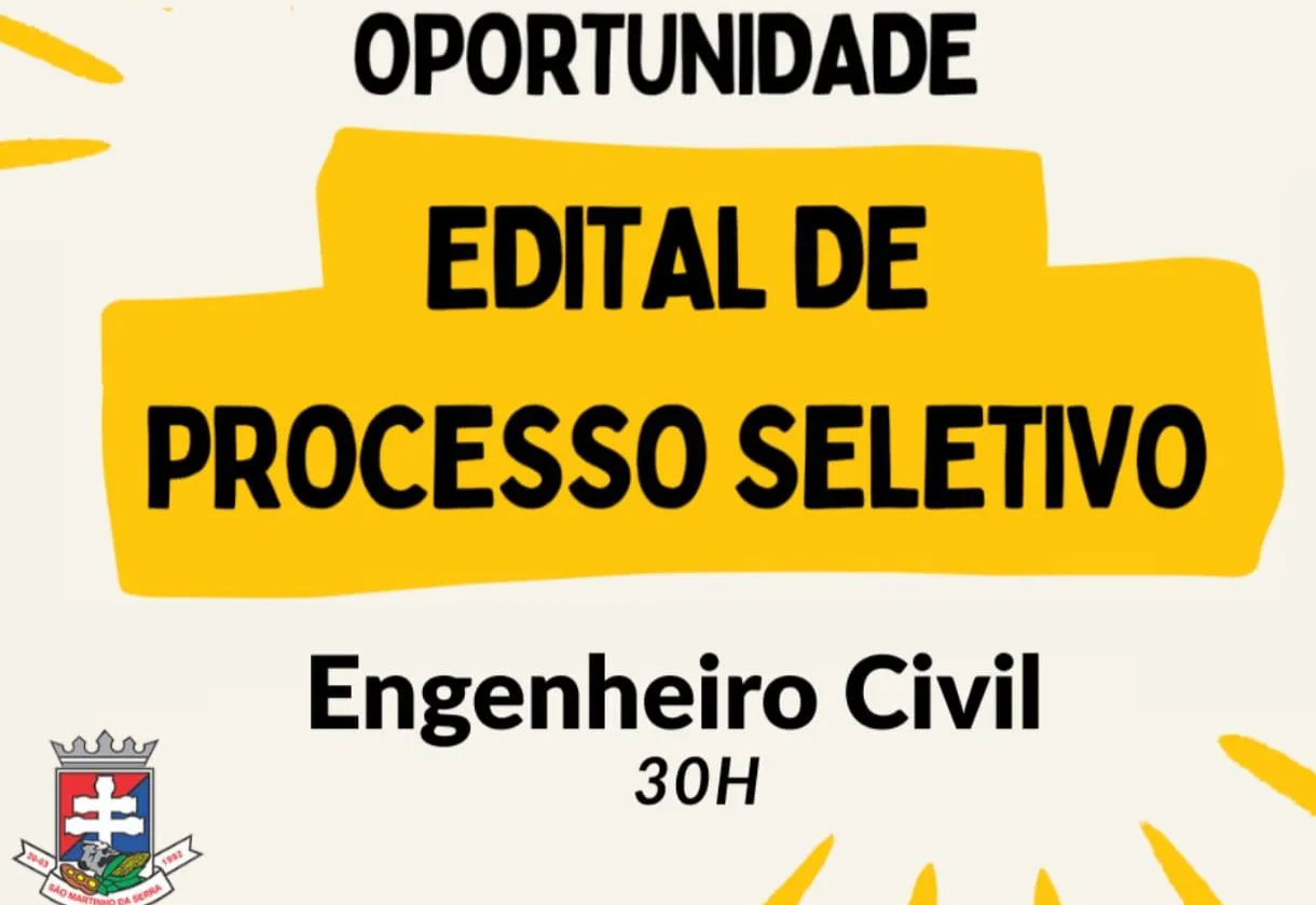 A Administração Municipal informa à população que está aberto o processo seletivo para contratação de Engenheiro Civil