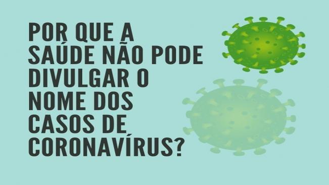 Por que a saúde NÃO pode divulgar o nome dos casos de Coronavírus?